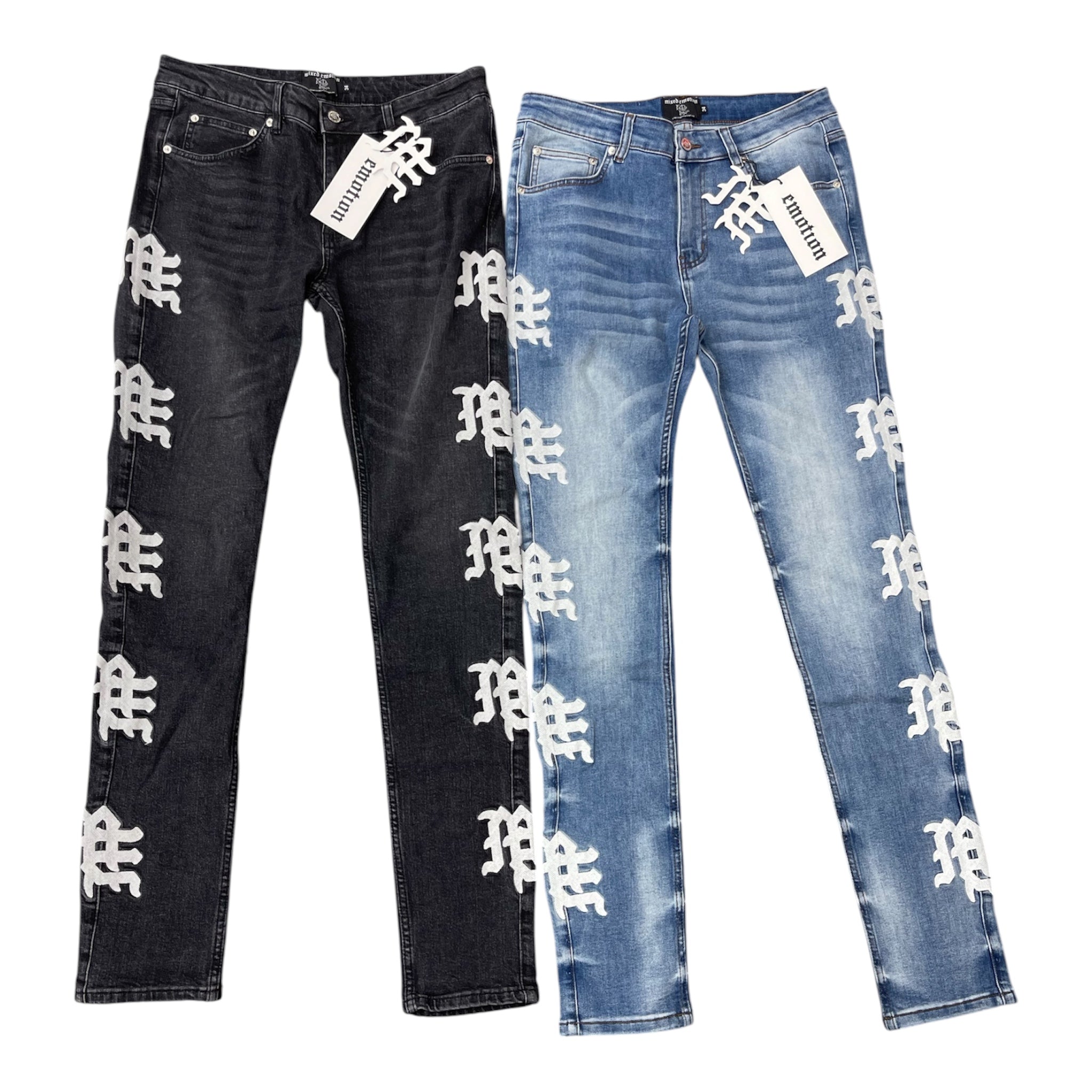 MIXED EMOTION Monogram Print Denim