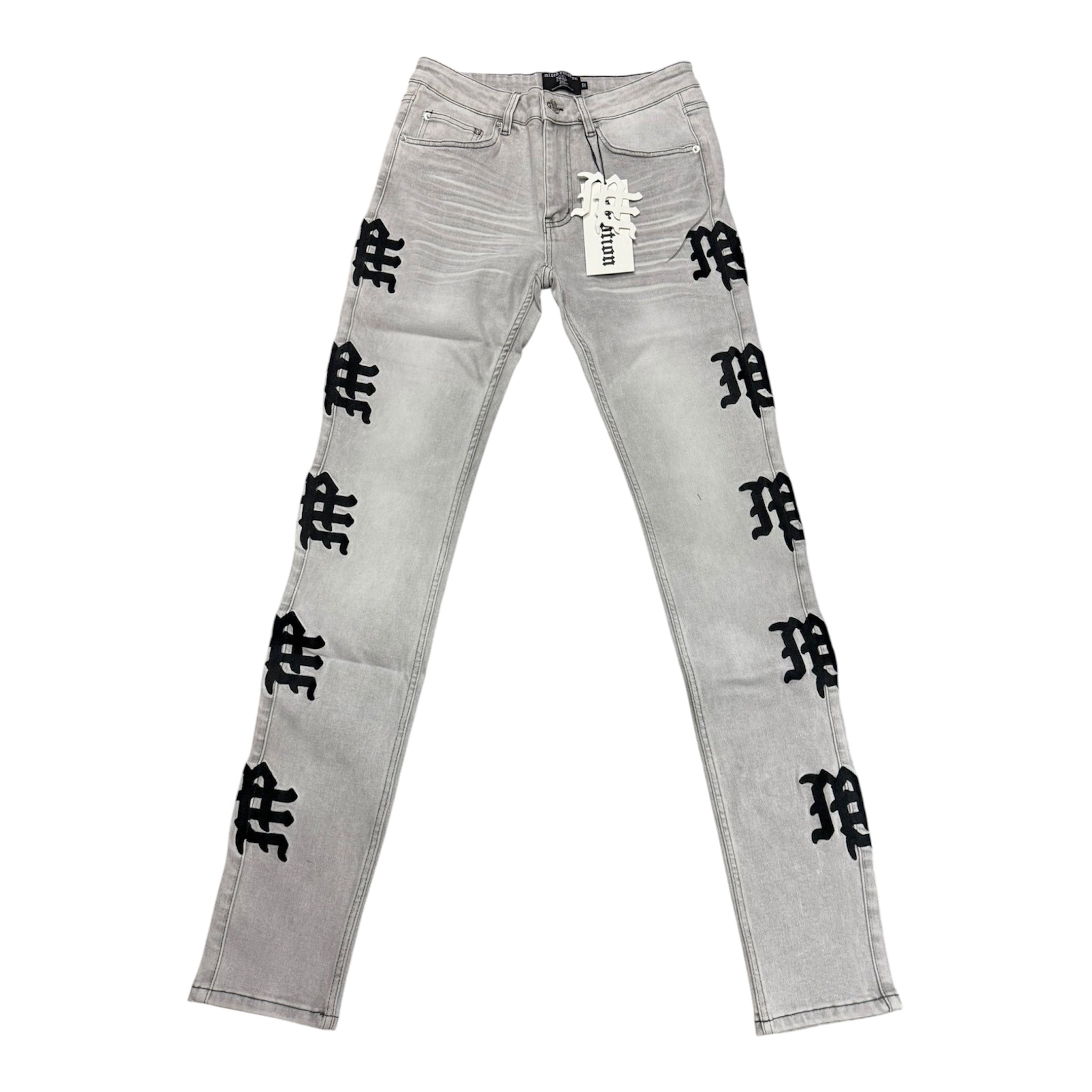 MIXED EMOTION Monogram Print Denim
